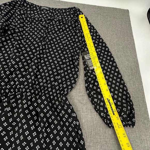 Brand New! Express Dress Black & White Small Neckline Tie Elastic Waist Balloon - Picture 7 of 15